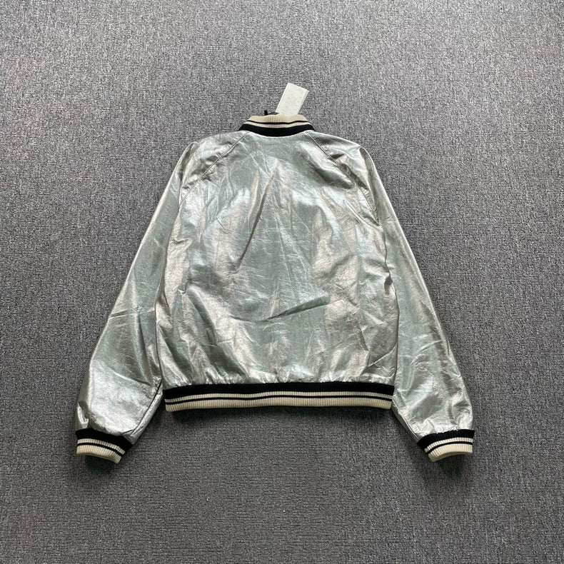 Silver Saint Laurent Bomber Jacket in XL