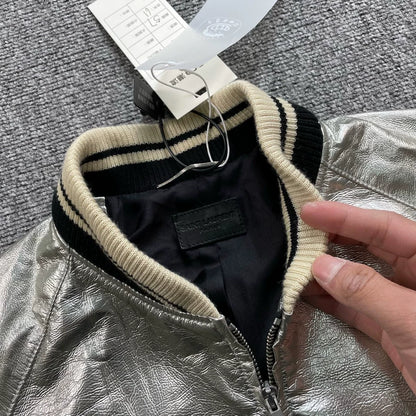 Silver Saint Laurent Bomber Jacket in XL
