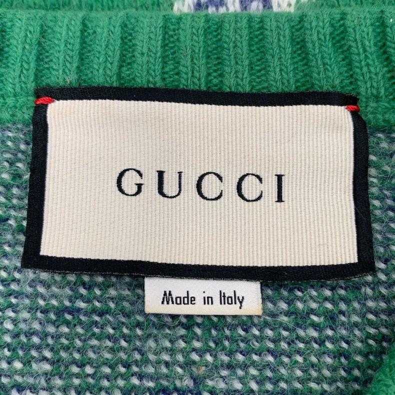 Gucci Green Ram Head Wool Sweater