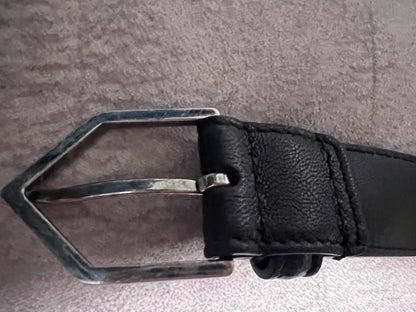 Saint Laurent Black Leather Belt with Metal Buckle