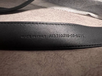 Saint Laurent Black Leather Belt with Metal Buckle