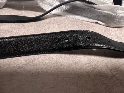 Saint Laurent Black Leather Belt with Metal Buckle