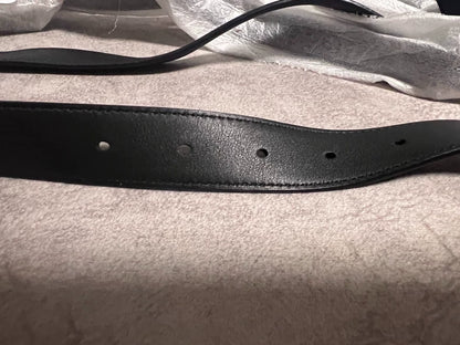 Saint Laurent Black Leather Belt with Metal Buckle