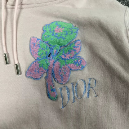 Pink Hooded Sweatshirt with Embroidery