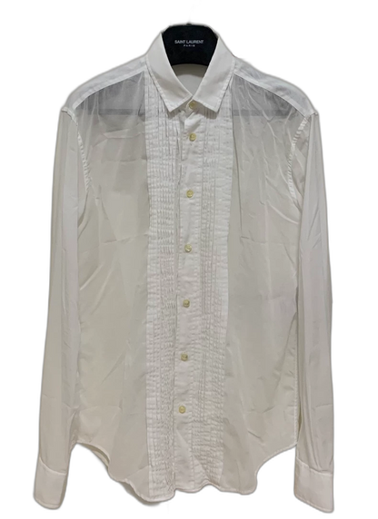Saint Laurent White Organza Pleated Shirt