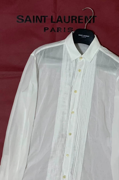 Saint Laurent White Organza Pleated Shirt
