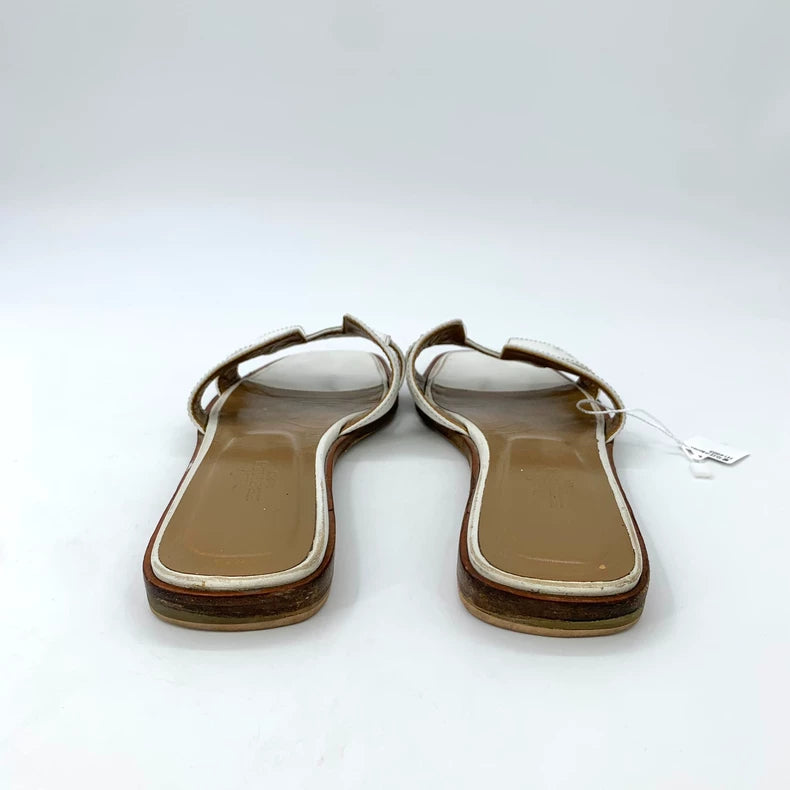 White Hermes Flat Casual Slide Sandals