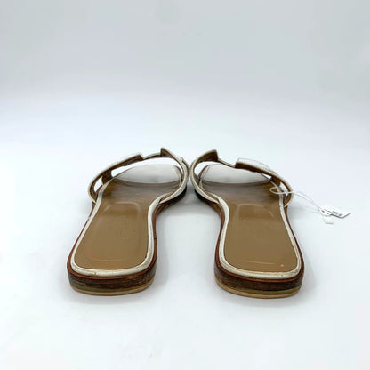 White Hermes Flat Casual Slide Sandals