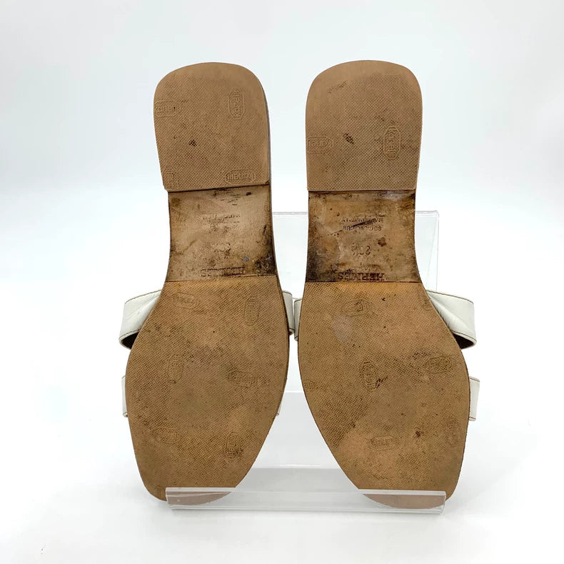 White Hermes Flat Casual Slide Sandals