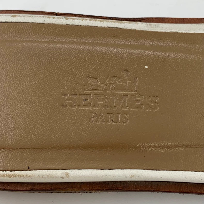 White Hermes Flat Casual Slide Sandals