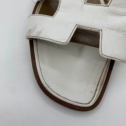 White Hermes Flat Casual Slide Sandals