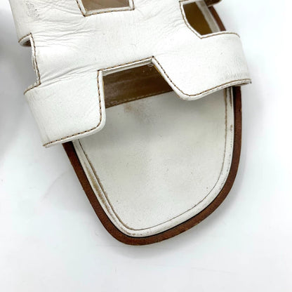 White Hermes Flat Casual Slide Sandals