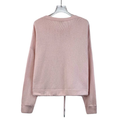 Celine Pink Logo Embroidered Long Sleeve Sweatshirt