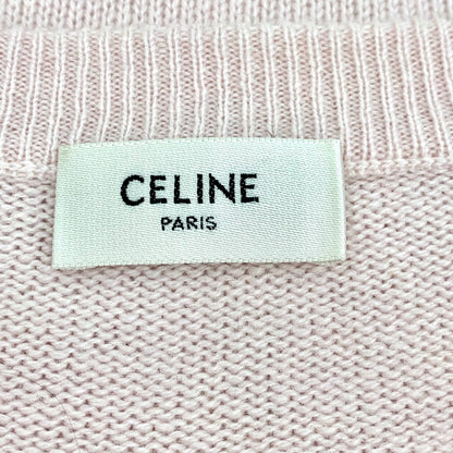 Celine Pink Logo Embroidered Long Sleeve Sweatshirt