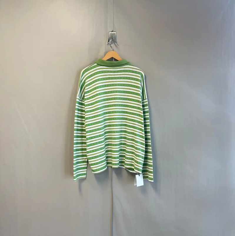 Chrome Hearts Green Striped Polo Shirt for Men 0089