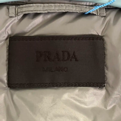 Prada Men's Gray Puffer Jacket for Spring/Fall