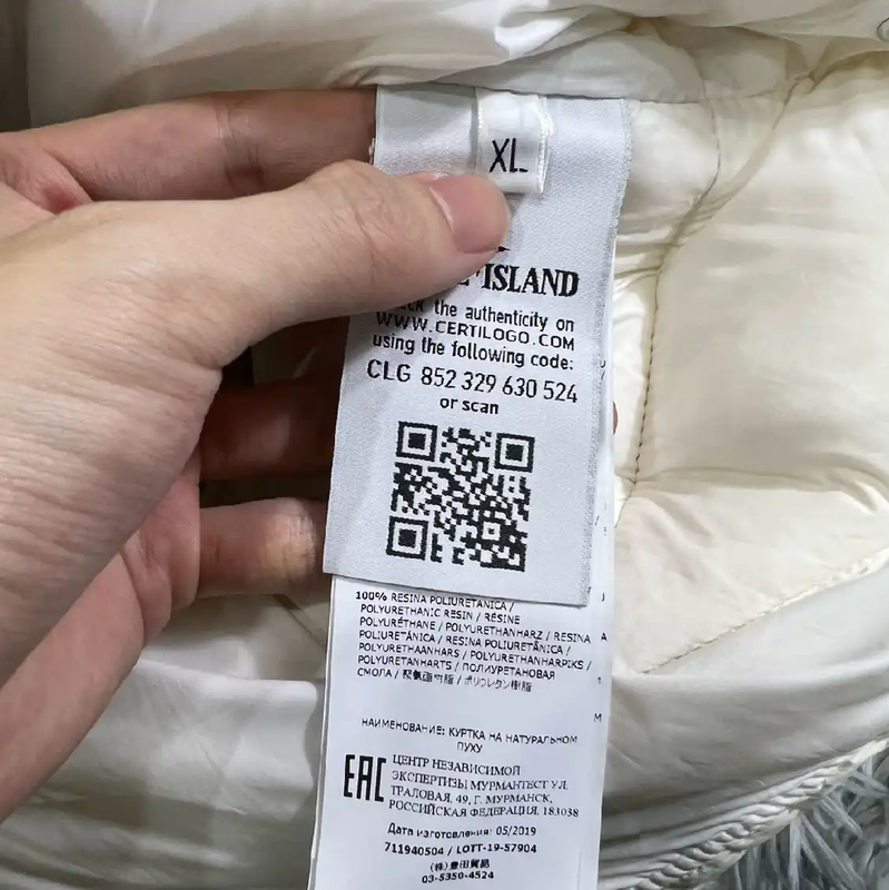 Stone Island White Down Jacket for Men 0089