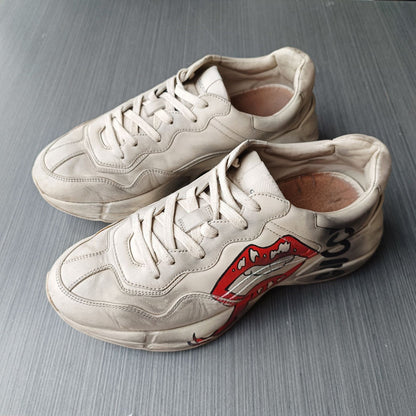 Gucci Rhyton Leather Low-top Sneakers with Lips Print 0079