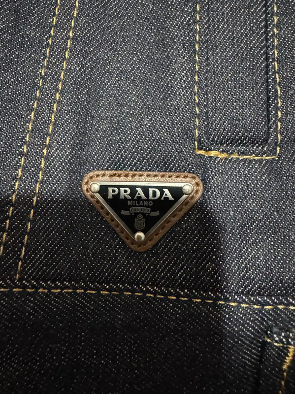 Prada Black Gray Cotton Logo Embroidered Jacket