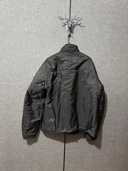 Prada Embroidered Logo Navy Down Jacket