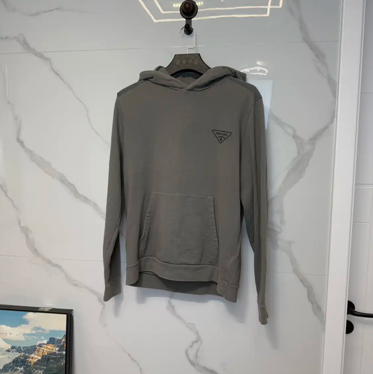 Prada Gray Logo Men's Long Sleeve Hoodie