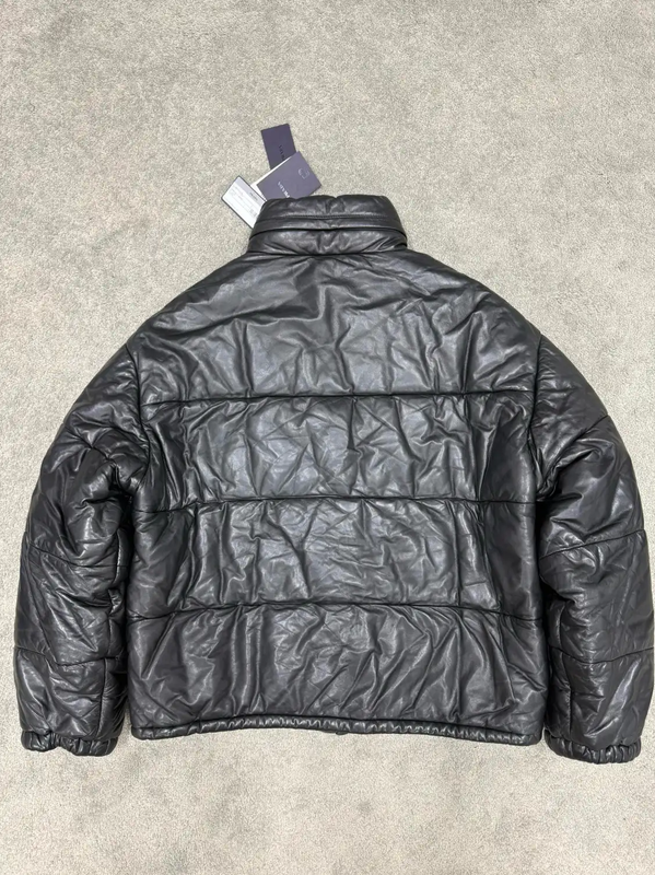 Prada Black Leather Puffer Jacket for Men