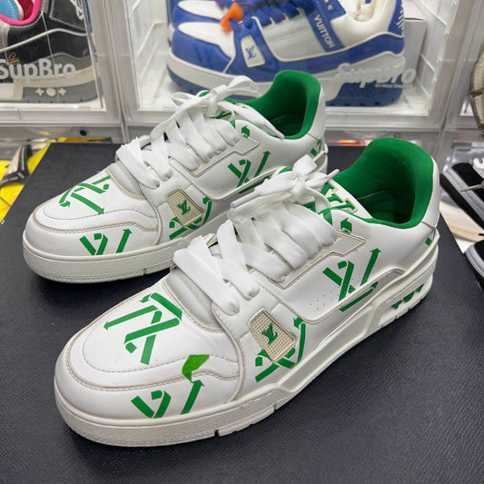 Louis Vuitton Trainer White Green Fashion Sneakers 0079