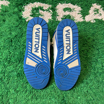 Louis Vuitton Trainer Logo Sneakers in Blue and White 0079