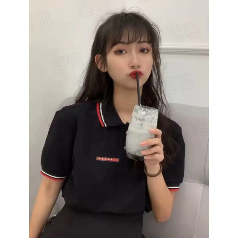 Prada Black Cotton Polo Shirt for Men