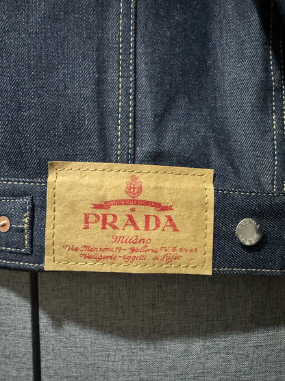 Prada Black Gray Cotton Logo Embroidered Jacket