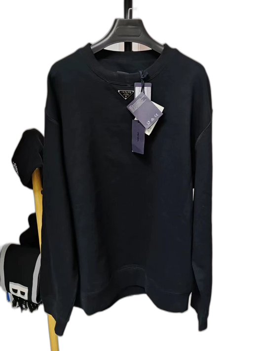 PRADA Long Sleeve Hoodie with Metal Logo