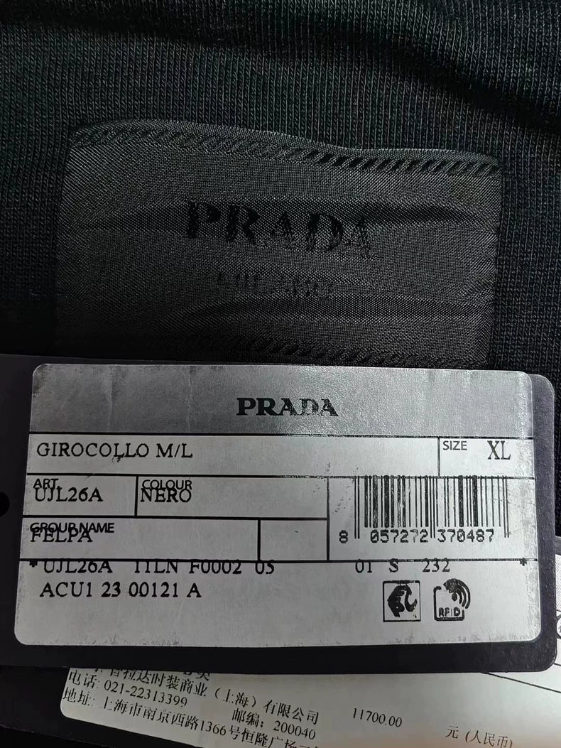PRADA Long Sleeve Hoodie with Metal Logo
