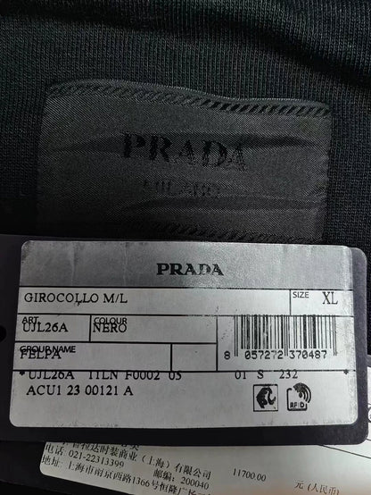PRADA Long Sleeve Hoodie with Metal Logo
