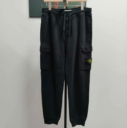 Stone Island Men's Black Cotton Casual Pants 0089