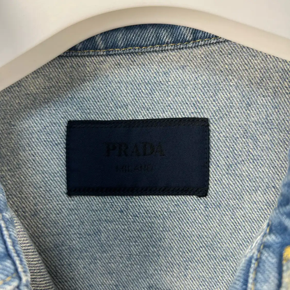 Prada XL Light Blue Cotton Logo Shirt
