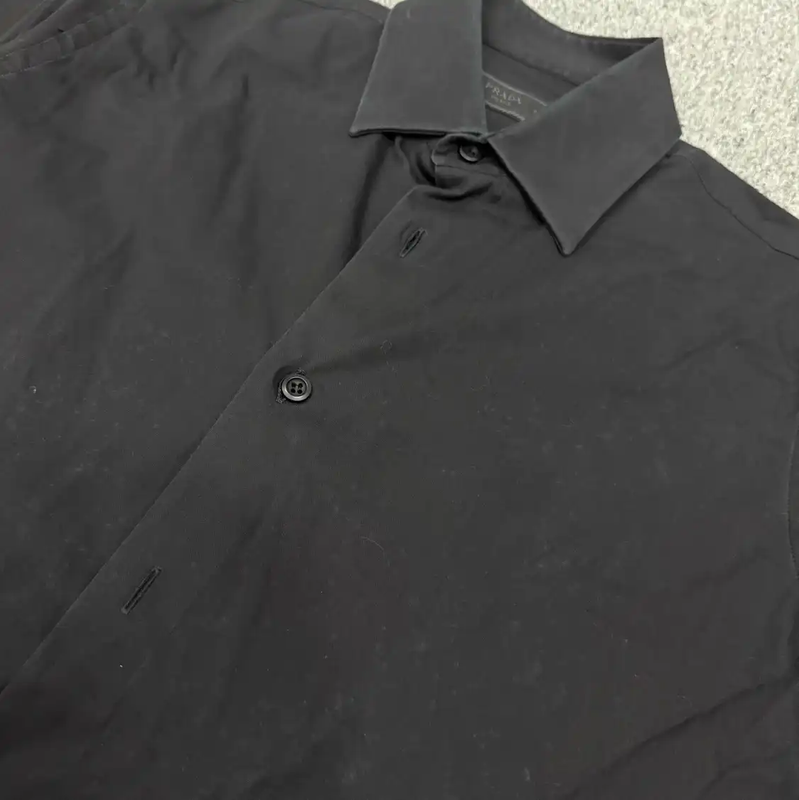 Prada Black Cotton Long Sleeve Men's Shirt