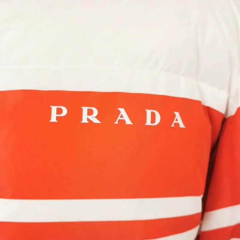 Prada Logo Printed White Men's Puffer Jacket