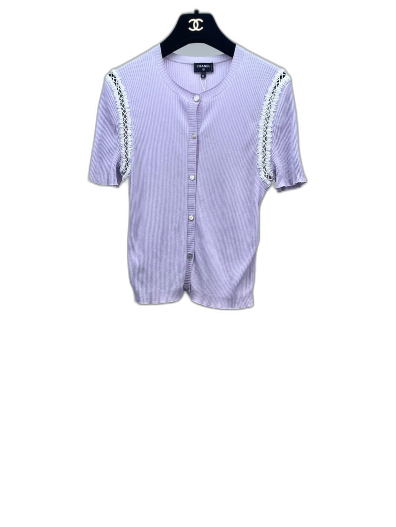 Chanel Purple Knit Short Sleeve Top