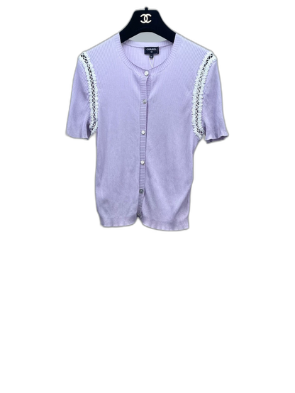 Chanel Purple Knit Short Sleeve Top