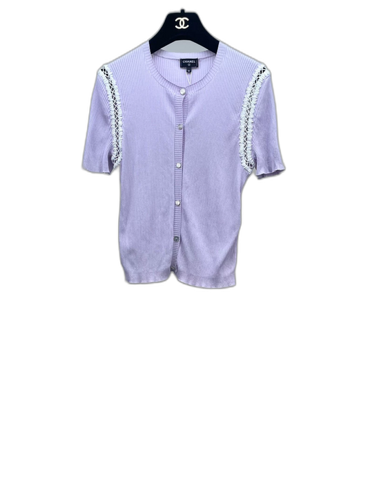 Chanel Purple Knit Short Sleeve Top