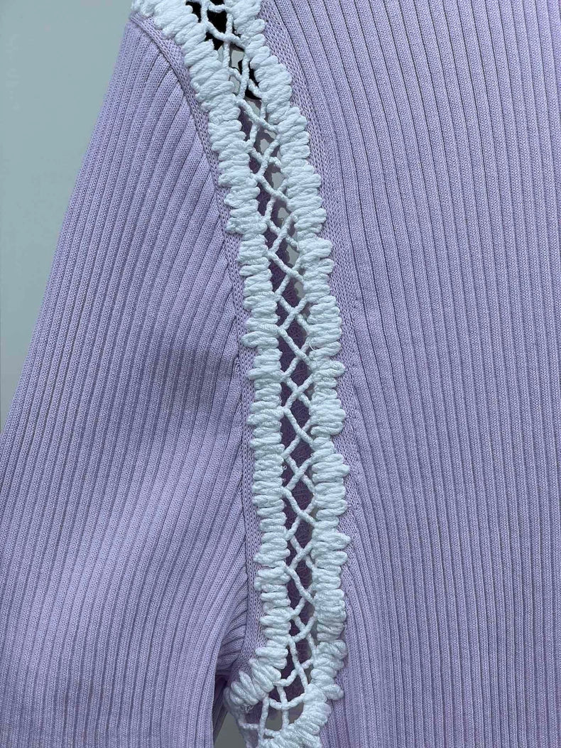 Chanel Purple Knit Short Sleeve Top