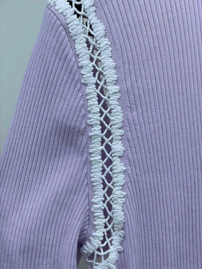Chanel Purple Knit Short Sleeve Top