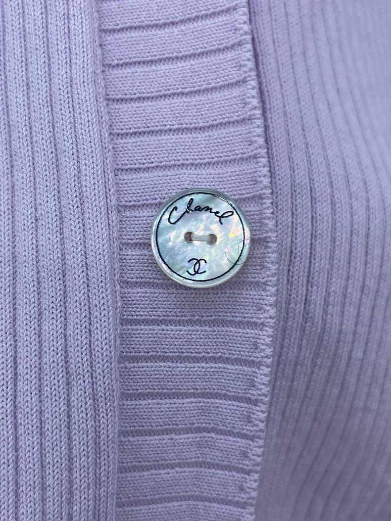 Chanel Purple Knit Short Sleeve Top
