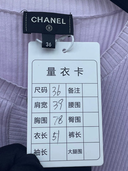 Chanel Purple Knit Short Sleeve Top