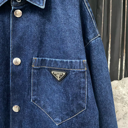 Prada Deep Blue Cotton Long Sleeve Jacket
