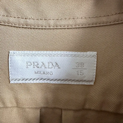 Prada Men's Khaki Cotton Short Sleeve Shirt