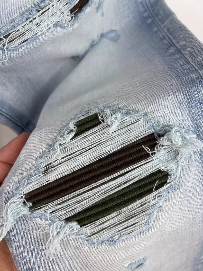 Amiri Camouflage Distressed Denim Jeans