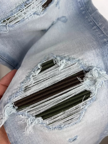 Amiri Camouflage Distressed Denim Jeans