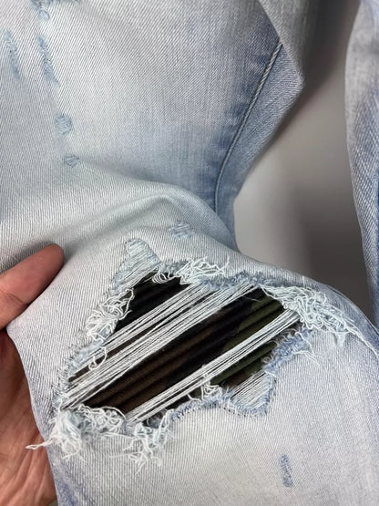 Amiri Camouflage Distressed Denim Jeans