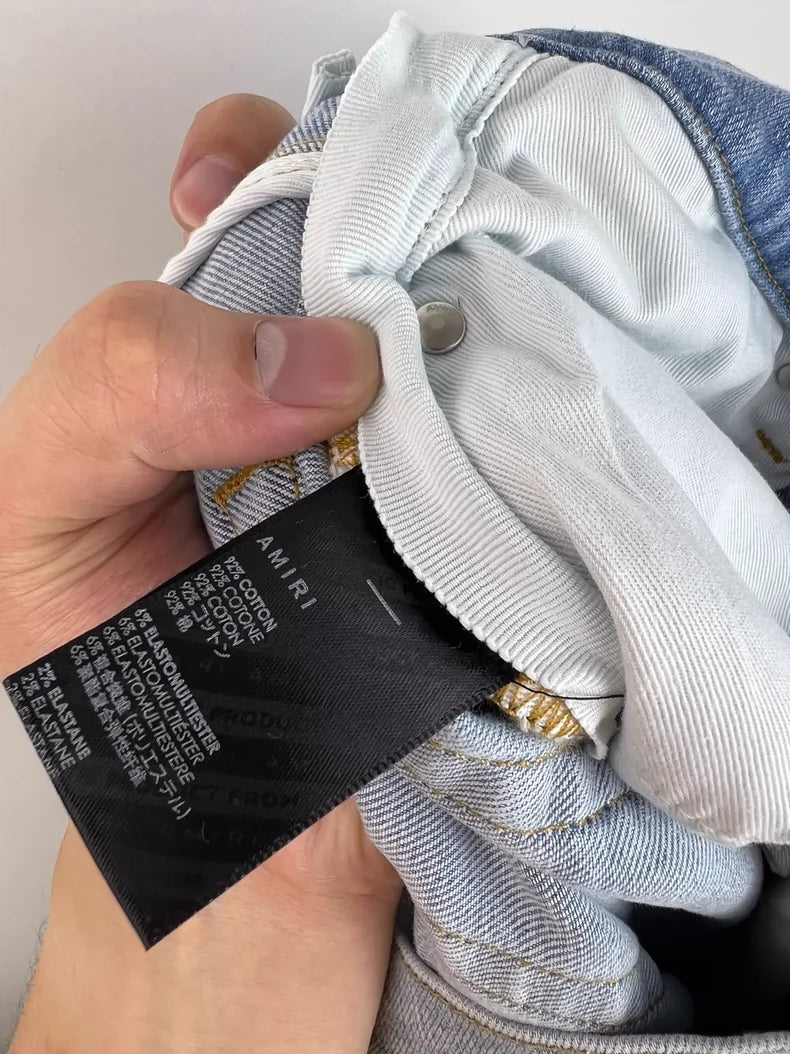 Amiri Camouflage Distressed Denim Jeans